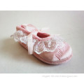 Fancy latest prencess pink satin baby indoor shoes moccasins kid/child ballet shoes with bowknot